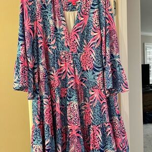 Lilly Pulitzer Pink and Blue Tropical Dress
